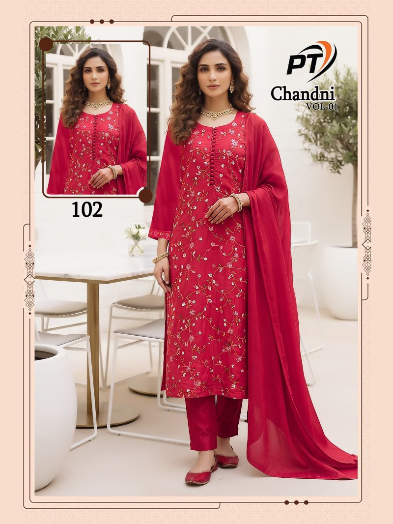 Chandani Vol 1 By Pt Vertical Plan Kurti With Bottom Dupatta